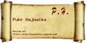 Puhr Hajnalka névjegykártya
